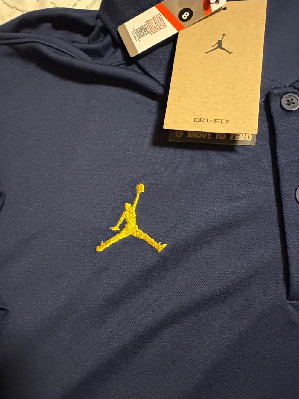 Jordan Navy Polo with Yellow Michigan 'M' and Jumpman